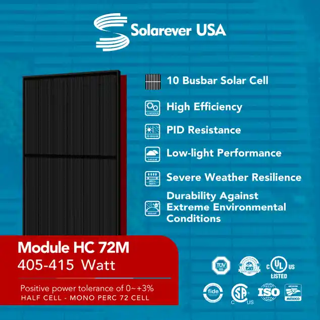 Solarever USA Module HC 72M 405-415 Watt Panel